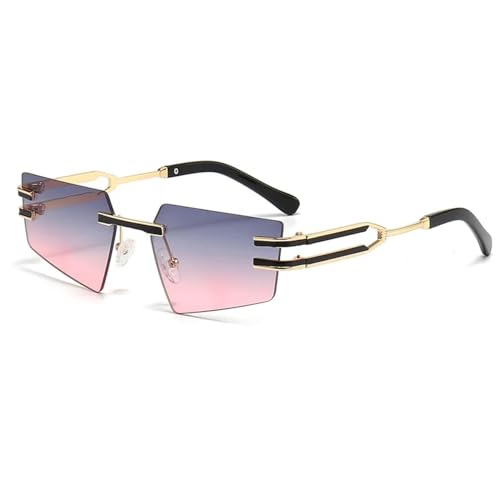 Lunettes de soleil Y2K sans monture rose pour les festivals et les sorties estivales