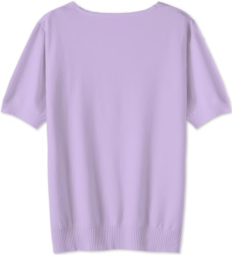 Image of DAIMIDY Women's Short Sleeve Sweaters Lightweight Summer Sweater Casual Knit Pullover Tops