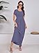 DEARCASE Maxi Dress for Women Purple Gray X-Large Crewneck Short Sleeves Wedding Guest A-line Casual Loose Party Vintage Spring Summer Beach Long Dresses with Pockets