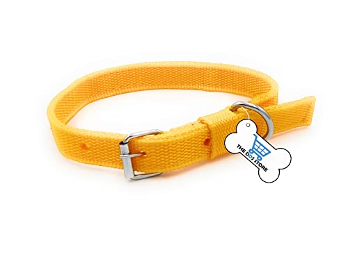 Image of Dog Training Lead 10.FT Long Rope Cotton Nylon Webbing Recall Obedience Line Leash for Pet Best for Small to Medium Breed Dogs (10.Feet Leash & Collar 0.75 inch, Yellow)