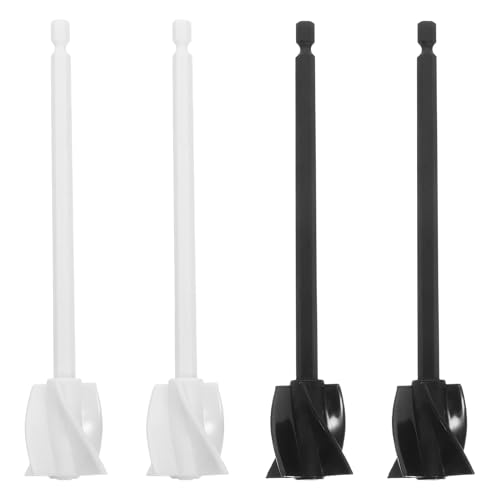 GLEAVI Juego de 4 Paletas Mezcladoras Espirales para Taladro Accesorio Reutilizable para Mezclar Resina Epoxi y Pintura Varillas Plásticas Negras y Blancas para Recipientes Pequeños