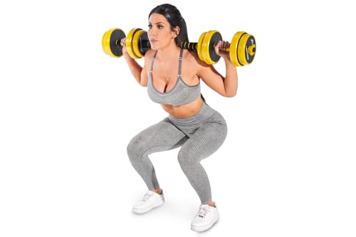 Image of ProsourceFit Adjustable Dumbbell & Barbell Weight Set, 2-in-1 Free Weights Available, Home Gym Equipment