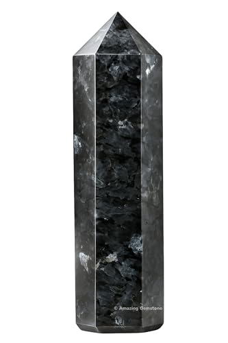 Image of Amazing Gemstone Large Larvikite Crystal Towers ~ Natural Healing Crystal Point Obelisk for Reiki Healing and Crystal Grid (5.5 to 6 INCH)