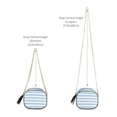 Image of ALAZA Women's Blue White Striped PU Leather Crossbody Bag Shoulder Purse with Tassel