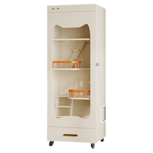 Rubberwood cat Tree with Litter Box - UV lamp, Ventilation System - Multi-Level Design, Spacious Jumping Platform and Play Area.