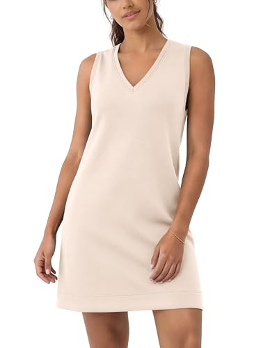 Image of ODODOS Modal Soft V-Neck Tank Dress for Women Sleeveless Sundress Casual Relaxed Summer Dress with Pocket