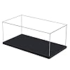 ACRLIE Vitrine pour Collection, Boîte Acrylique Boîte Plexiglas de Rangement Cube Transparente pour Figurines, Vitrine Comptoir pour Salon, Présentoir Anti-poussière avec Base et Bande Lumineuse