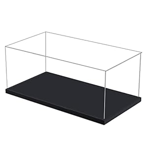 ACRLIE Vitrine pour Collection, Boîte Acrylique Boîte Plexiglas de Rangement Cube Transparente pour Figurines, Vitrine Comptoir pour Salon, Présentoir Anti-poussière avec Base et Bande Lumineuse