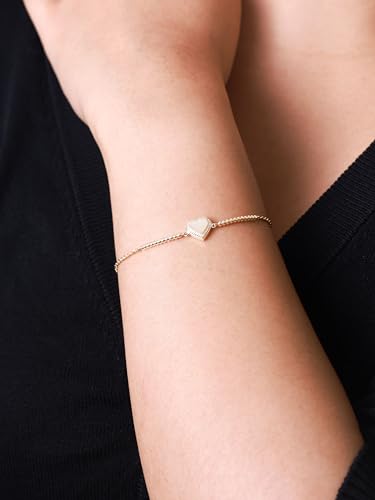 DEVATA 14K Solid Gold Clover/Heart/Butterfly/Cable Link/Round Women Chain Bracelet4