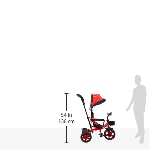 Image of Tricycle for Kids with Comfy Seat - The Parent's Choice for 1-5 Years Old, 30kg Max, Luxurious & Durable Trike. Advanced Parental Control Handle and Safety Belt, Red