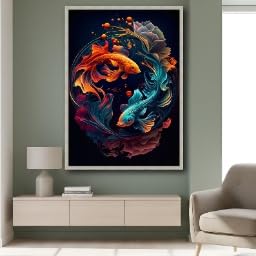 Tableau sur toile carpes koï pour dynamiser un mur blanc - 3