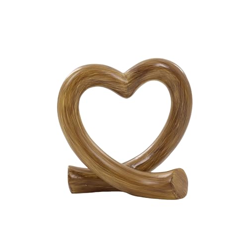 Lescafita Imitation Wood Grain Heart Sculpture – Rustic Love Figurine for Farmhouse Decor, Nature-Inspired Romantic Gift, Anniversary or Engagement Present