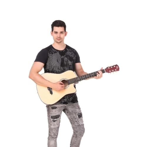 Image of Intern 38 Inch Acoustic Guitar for Beginners with Bag, Strap, Strings, Picks & Winder | Cutaway Design | Steel String Guitar for Kids & Adults. (Natural)
