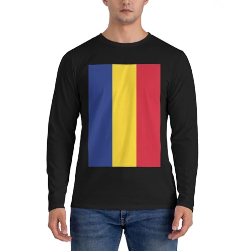 Top décontracté homme drapeau Roumanie chemise manches longues en tissu ultra léger