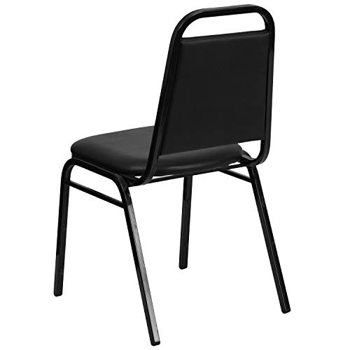 Image of Flash Furniture Hercules Series Trapezoidal Vinyl Banquet and Event Chairs, Commercial Event Chairs with Padded Seats and Backs, Set of 4, Black