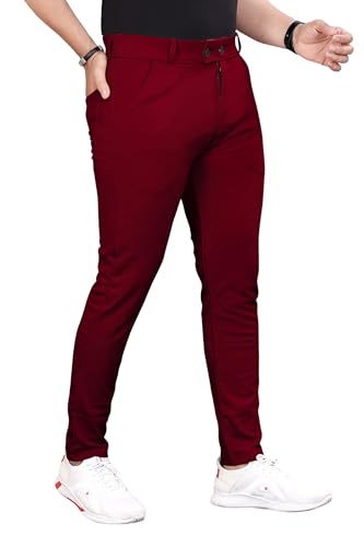 Image of Men's Formal Slim Fit Trousers | Mid-Rise Solid Pants with Button Closure | Perfect for Office Pack of 1)