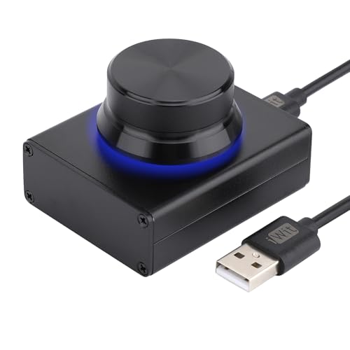 DROK USB Volume Knob, Small PC Computer Speaker Volume Control Audio External USB Volume Control Knob with 1-Key Mute Function Support Win7 8 10 XP Mac Vista Android, Black