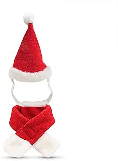 DIYASY Christmas Cat Santa Hat and Scarfxmas Cat Hats with Scarf -Christmas Costume Set Puppy Kitten Cosplay Adjustable Costume Accessories for Small Pet Cat Dog