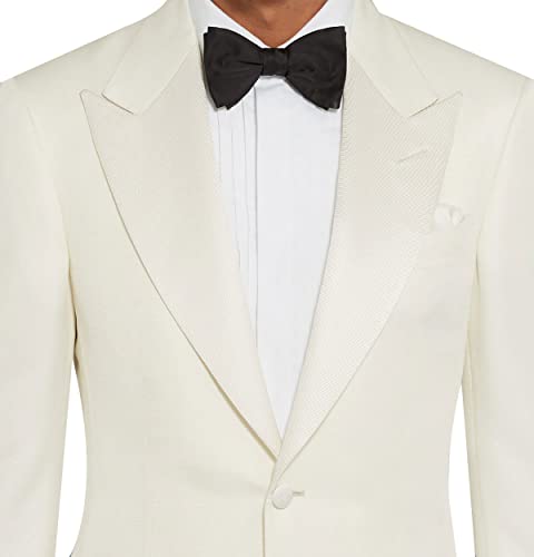Men's 2 Piece Slim Fit Tuxedo Suit – Business Wedding Party Dress Ivory Suit with Jacket and Pants2