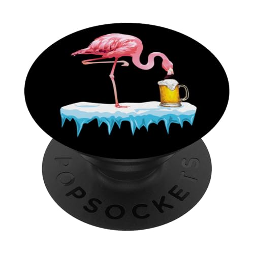 Beer Lover's Pink Flamingo Christmas Drinking Party Costume PopSockets PopGrip Adhesivo