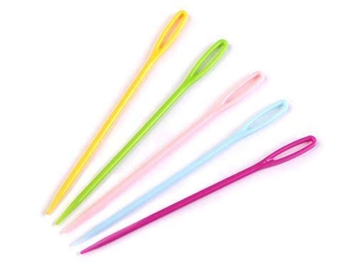 Gemsy Large Eye Plastic Needles - Pack of 5, Plastic Weaving Needles, Yarn Needles, Learning Needles, Safety Plastic Lacing Needles for Kids (Quantity 5) 1