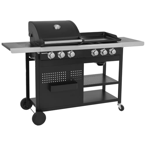 Barbecue duo au gaz VESUVIO - 3 brûleurs + plancha 3 brûleurs - 18kW