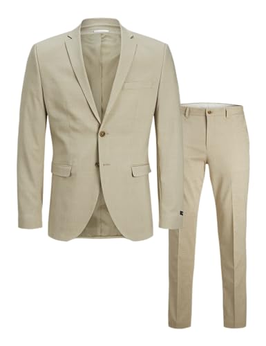 JACK & JONES Herren Jprsolaris Check Suit Anzug, Travertine/Checks:super Slim Fit, 50