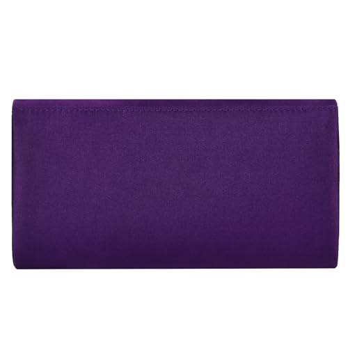 Image of Evening Bags For Women Pleated Satin Rhinestone Brooch Prom Clutch Purse With Detachable Chain Strap