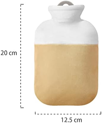 Miniature Hot Water Bottle with Cover, Soft Plush Cover Removeable & Washable Bottle Cover, Quick Relieve Fatigue, Warm and Comfortable (Brown Small 500ML)