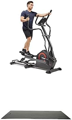 Sunny Health & Fitness Smart Elliptical Exercise Machine with 16-Level Electromagnetic Resistance, Extended Stride Length SF-E3889SMART + Home Gym Foam Floor Protector Mat