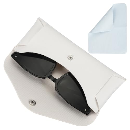 Étui à lunettes en cuir avec bouton pression et tissu microfibre