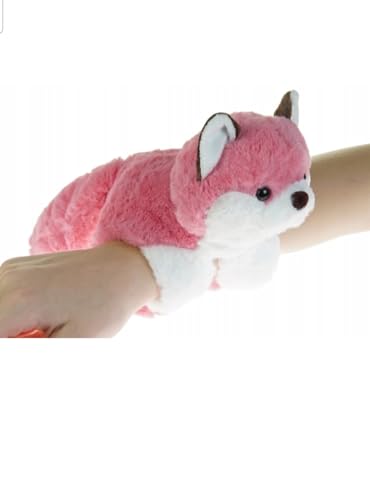 Image of Happykiddy Pink Fox Plush Slap Bracelet, Soft Stuffed Animal Wristband, Cute Toy for Kids 26cm