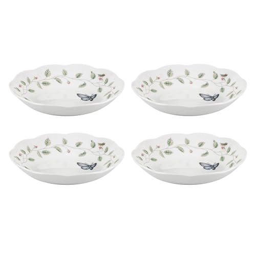 Image of Lenox Butterfly Meadow Porcelain Pasta Bowl Set for 4, 20oz