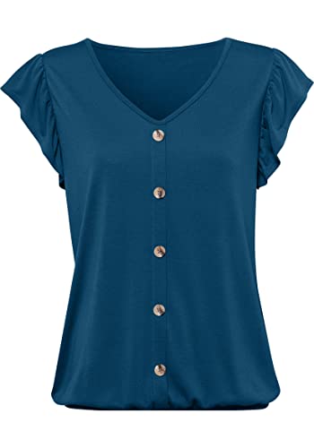 Brosloth T-Shirt Manche Courte Ample Grande Taille Sexy Unie Femme Chic Oversize Bleu XL Cover