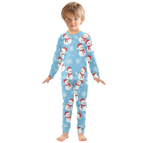 Pajama Sets Long Sleeve Snowman Santa Hat Snowflake Soft Comfy Sleepwear 2 Piece PJS 3-8T2