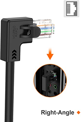 Image of CableCreation Angle CAT6 Ethernet Patch Cable(6 Feet), Right Angled Lan Cable with 50U Gold Plated Contact, Black Color