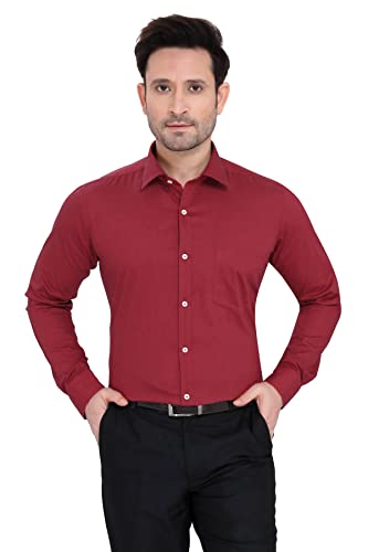Image of Faubourg Cotton Blend 5377-5382 Men's Solid Plain Full Long Sleeve Slim Fit Formal Shirt