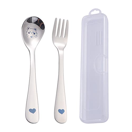 Besteck Set, solide Lebensmittel, Löffel, Gabel, Baby Selbsternährung, Trainingslöffel, Edelstahl, Küchenutensilien, Babyutensilien, Edelstahl
