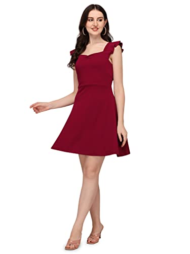 Image of Mehrang Fashion Western Dress || Stretchable Solid Sleeveles Frill Dress for Women || Western Dresses for Women || Dress for Women|| Summer Short Dresses for Women