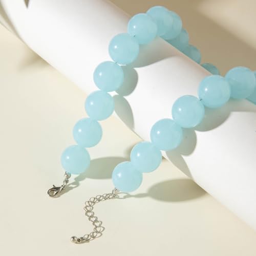 Colorful Acrylic Round Beaded Choker Necklace Handmade Adjustable Resin Chunky Candy Color Beads Necklace Bohemia Geometric Statement for Women Costume Party Summer Vacation Jewelry Gifts4