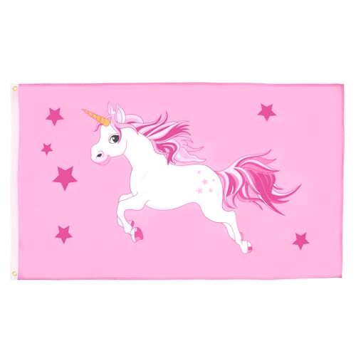 AZ FLAG - Flagge Rosaes Einhorn - 90x60 cm - Unicorn Fahne 100% Polyester mit Messing-Ösen - UV-beständig - Vives Farben - 50g