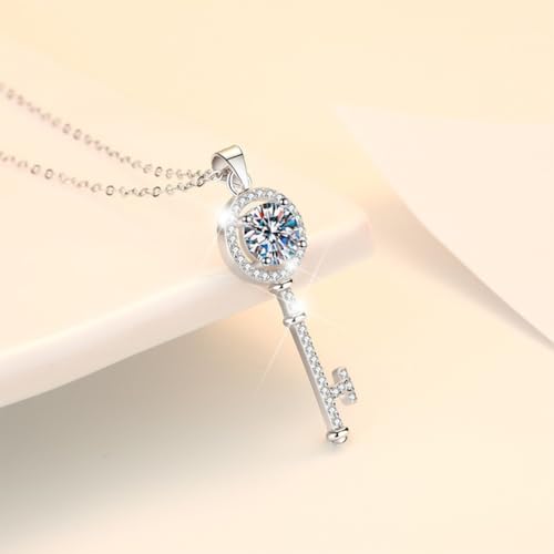prifisny S925 Sterling Silver Women's Necklace with Moissanite Key Pendant & Eternal Rose Gift Box - image 4