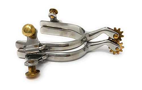 AJ Tack Men's Plain Band Roping Spurs, Stainless Steel Brass Rowels