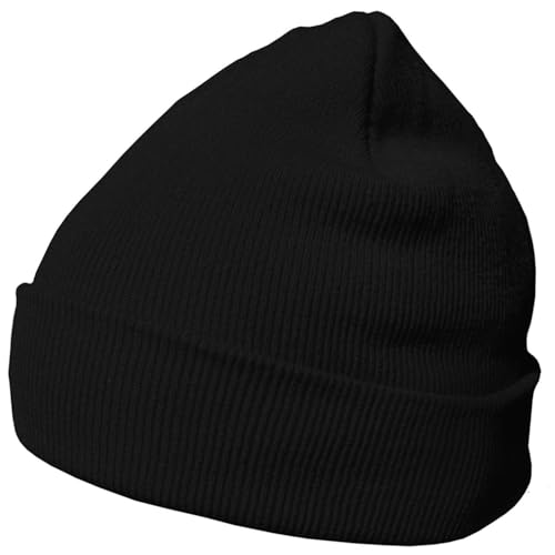 DonDon Mütze Herren Mütze Damen Wintermütze Beanie klassisches Design schwarz