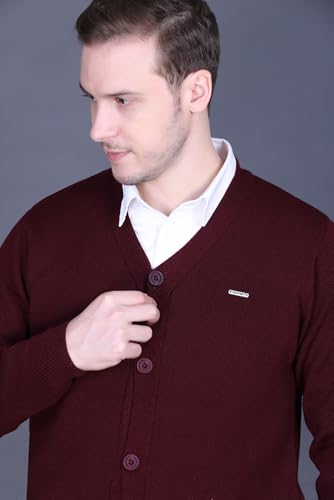Image of GODFREY V Neck Cardigans for Men - Full Sleeve Woolen Sweater for Man Winter Wear
