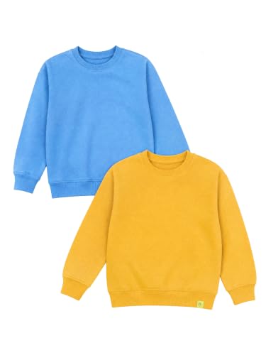 Image of KiddoPanti Boys Solid Round Neck Full Sleeve Fleece Sweatshirt | 60% Cotton 40% Polyester | Soft Warm Winter Pullover | Ribbed Cuffs & Hem | Casual Winter Sweatshirt for Kids