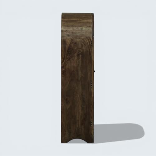 Image of Archies 2 Door Display Cabinet Crockery Cabinet Wooden Multipurpose Cabinet Scratch Resistant Tubaq and Off White Finish Mango Wood 80 x 40 x 160 cm
