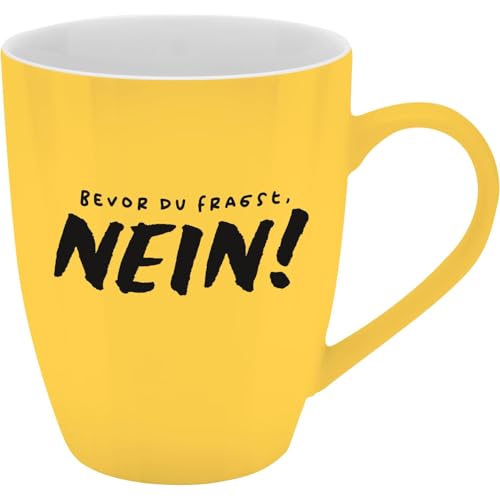 GRUSS & CO Becher mit Motiv "Nein" | Tasse mit Spruch, New Bone China Porzellan, 35 cl, mit Geschenkbaderole | lustiges Geschenk, Geburtstag | 74207