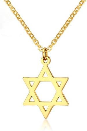 AILUOR 18K Gold Plated Megan Star of David Pendant Necklaces, Six Pointed Megan Star Jewish Israel Jewelry for Women/Men Hip Hop Jewelry