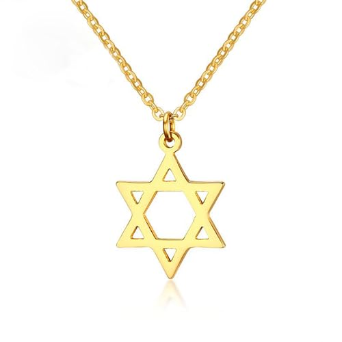 AILUOR Damen 18K Überzog Megan Davidstern-Anhänger-Halsketten, Sechs Gezeigten Megan Stern Schmuck/Männer Hip Hop Schmuck Gold Einstellbar